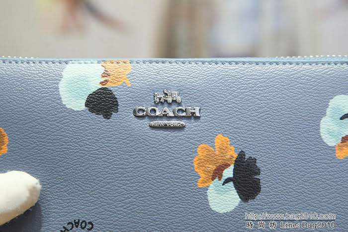 COACH蔻馳 55950 牛皮女錢包 花卉印花塗層 拉鏈錢包  Chz1199